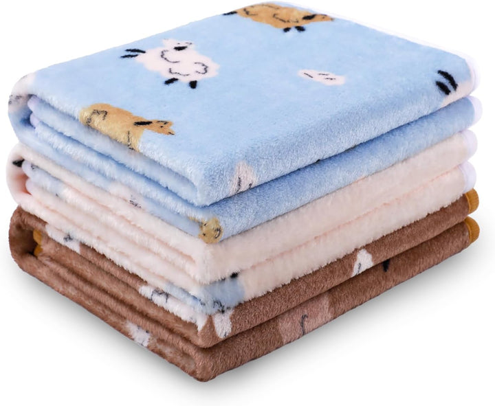 1 Pack 3 Blankets Super Soft Fluffy Premium Cute Elephant Pattern Pet Blanket Flannel Throw for Dog Puppy Cat Blue/Pink/Yellow Small(23X16 Inch)