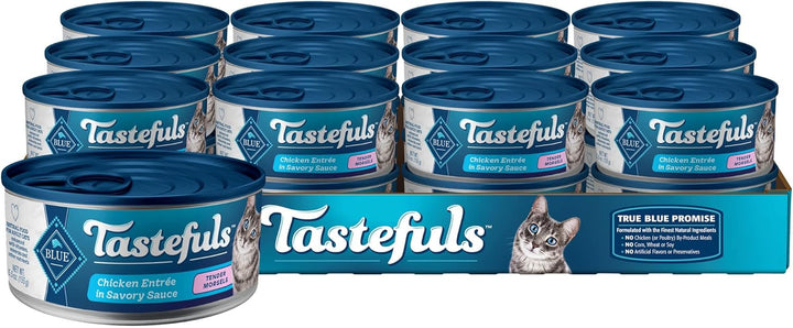 Tastefuls Flaked Wet Cat Food Variety Pack, Made with Natural Ingredients, Tuna, Chicken, Fish & Shrimp, 3-Oz Cans (12 Count, 4 of Each)