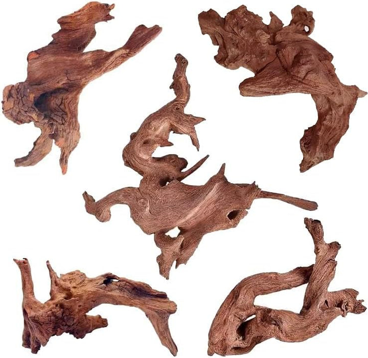 Natural Aquarium Driftwood for Fish Tanks & Reptile Terrariums – Safe Fish Tank Decorations, Unique Twisted Branches 3-Piece 7-11 Inch Low Tannin, Easy to Sink