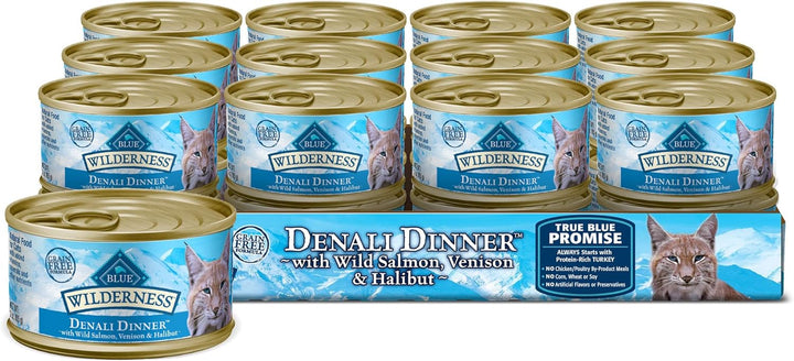 Wilderness High Protein, Natural Adult Pate Wet Cat Food Variety Pack, Chicken, Salmon, Duck 3-Oz Cans (12 Count- 4 of Each Flavor)