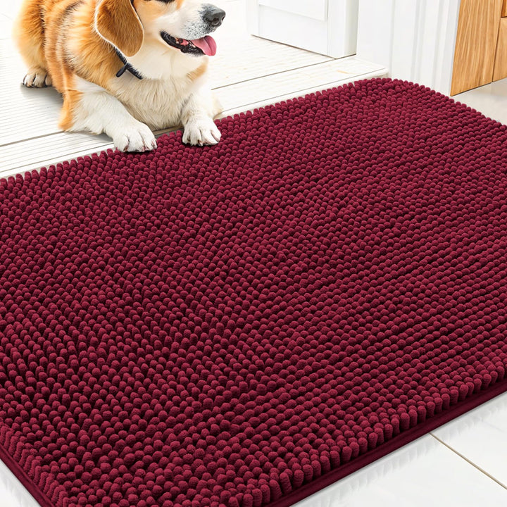 Dog Door Mat for Muddy Paws 30X20, Absorbs Moisture and Dirt Doormat, Non-Slip Washable Quick Dry Chenille Front Door Mat Indoor Entrance, Entryway Carpet for inside Floor, Grey