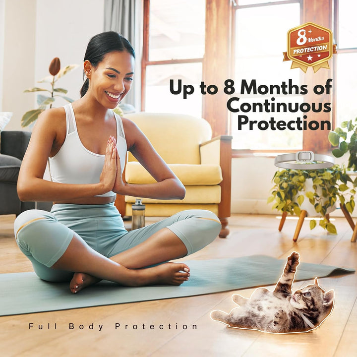 Natural Flea and Tick Collar for Cats – 4 Pack, 8 Months Long-Lasting Protection, Waterproof, Adjustable Size for Kittens and Adult Cats