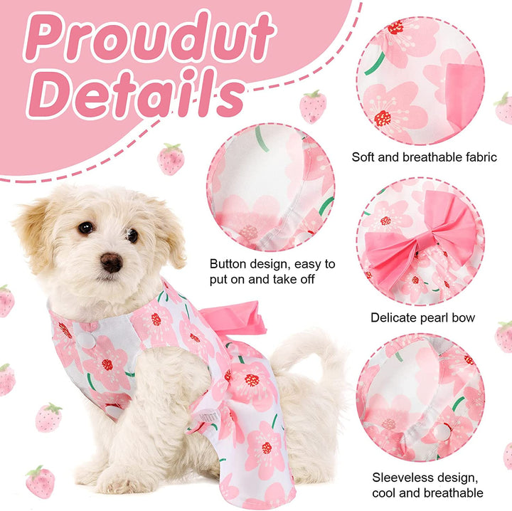 5 Pieces Dog Clothes Girl Dog Dresses Floral Puppy Dresses Pet Cat Princess Bowknot Clothes Cute Puppy Summer Outfits for Yorkie Female Cat Pets, 5 Styles(Cute Style,Small)