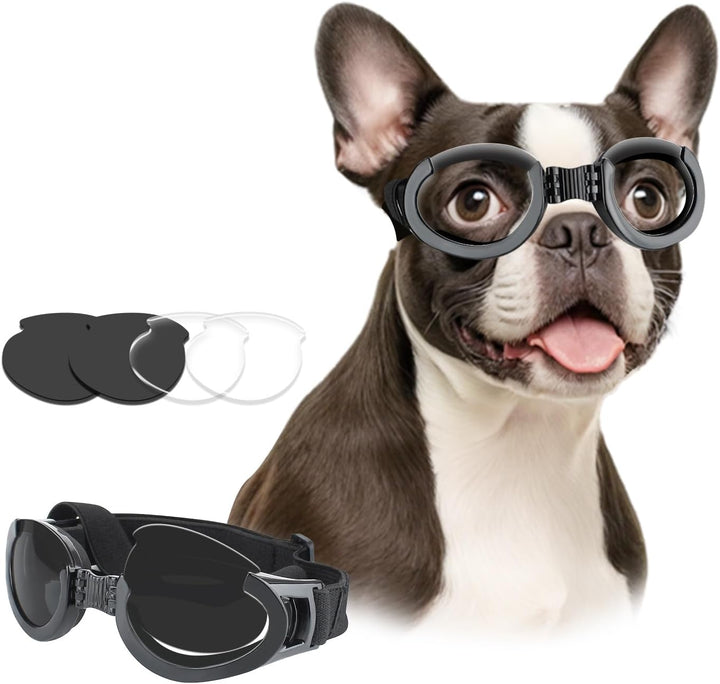 Dog Goggles Medium Breed, Dog Sunglasses for Medium Dogs Eye Protection Windproof, Black