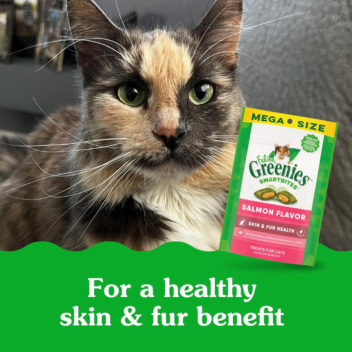 Feline Smartbites Skin & Fur Health Crunchy and Soft Cat Treats, Salmon Flavor, 4.6 Oz. Pack