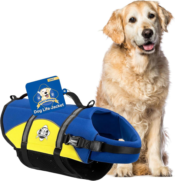 Dog Life Jacket - Swimming Vest for Dogs, Adjustable, Reflective, Comfortable, Multiple Colors, Patterns, Xx-Small to Extra Large Dog Swim Vest with Handle (Red, Large)