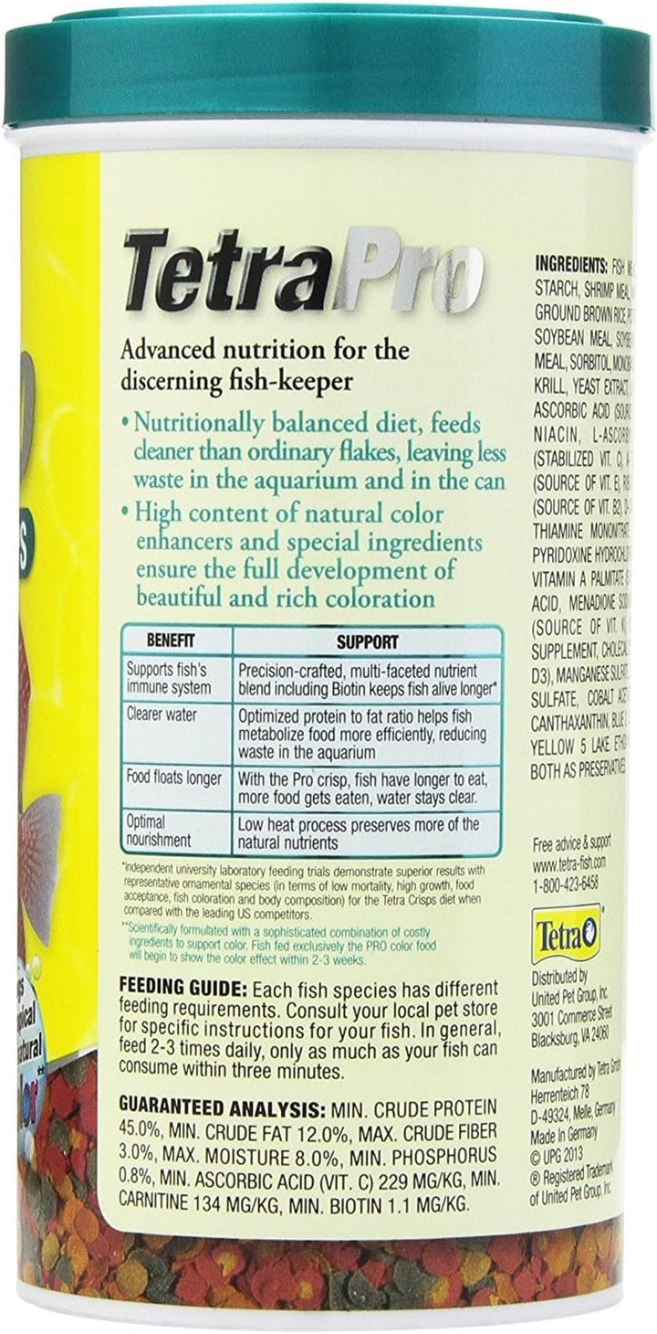 pro Tropical Color Crisps, Fish Food with Natural Color Enhancers, Tropical Fish Food, 7.41 Ounces