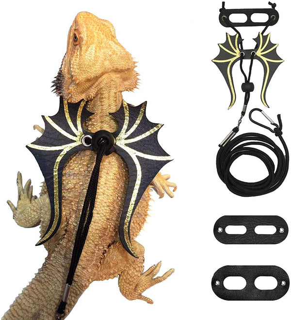 Bearded Dragon Lizard Leash Harness - 3 Size Pack Dinosaur Wing Lizard Harness Leash for Bearded Dragon Lizard Reptiles