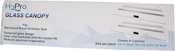 Glass Canopy 2Piece Set for Marineland 55 Gallon Aquarium Fish Tank (Each Piece Measure 23 X 11.46 X 0.16In)