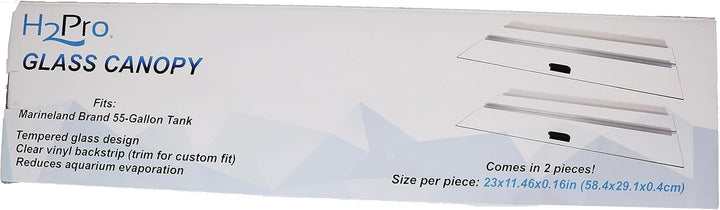 Glass Canopy 2Piece Set for Marineland 55 Gallon Aquarium Fish Tank (Each Piece Measure 23 X 11.46 X 0.16In)