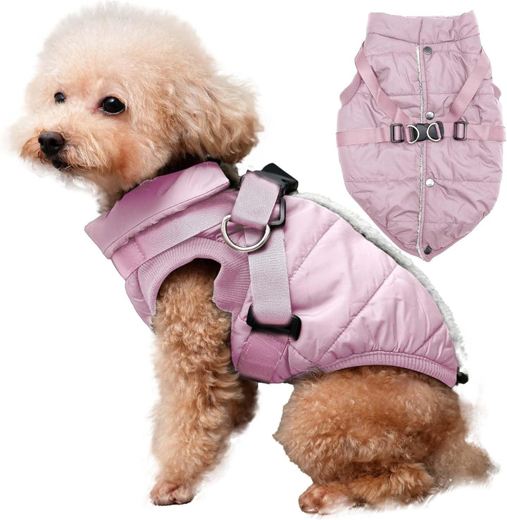 2 Layers Fleece Lined Warm Dog Jacket for Puppy Winter Cold Weather,Soft Windproof Small Dog Coat,Green S