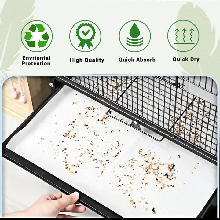120 Pcs Bird Cage Liner Papers Big Size Cage Paper Liners Disposable Cage Paper Liners Precut Absorbent Cushion Pad Mat Accessories for Pet Bird Parrot