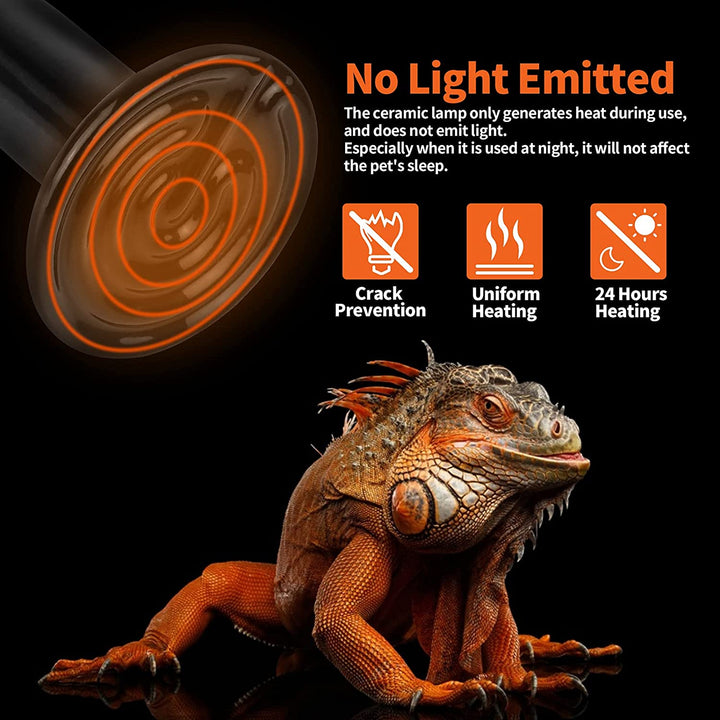 150W Ceramic Heat Emitter, Reptile Heat Bulbs, Ceramic Heat Lamp for Reptiles, Amphibian, Chicken, Dog, Cat (2-Pack)
