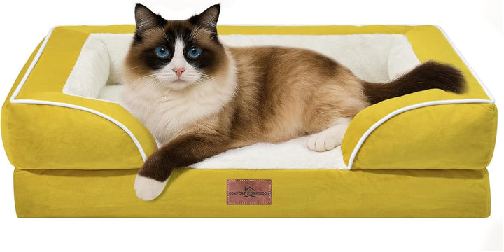 Orthopedic Dog Bed for Extra Large Dogs 42X30 Inch, Waterproof Supportive Egg Crate Foam XL Pet Bed with Removable Bolsters, Dog Couch with Washable Cover & Non-Slip Bottom, Grey