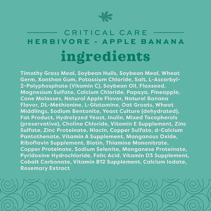 Critical Care Herbivore, Emergency Guinea Pig Food, Rabbit Food for Recovery, Natural Apple Banana Flavor, Veterinary Formula, Critical Care for Guinea Pig Emergency Kit, Made in USA, 141 Grams