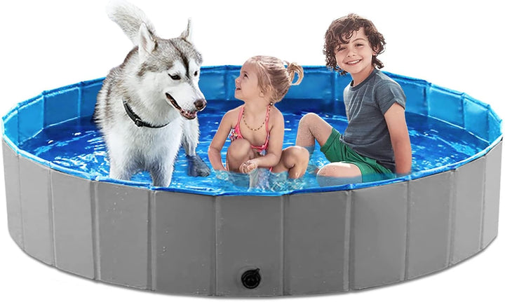 Foldable Dog Pet Bath Pool Collapsible Dog Pet Pool Bathing Tub Kiddie Pool Doggie Wading Pool for Puppy Small Medium Large Dogs Cats and Kids 48" Blue