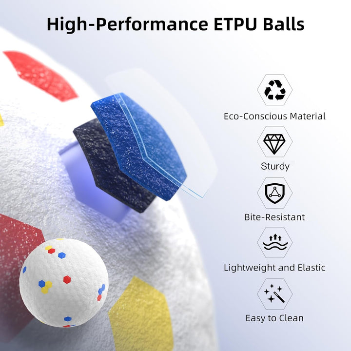 Automatic Ball Launcher for Dogs with Obstacle Detection, 20Ft-80Ft Adjustable Distances Ball Thrower Launcher for Medium & Large Dogs, with 4 Balls (2.5 Inches)