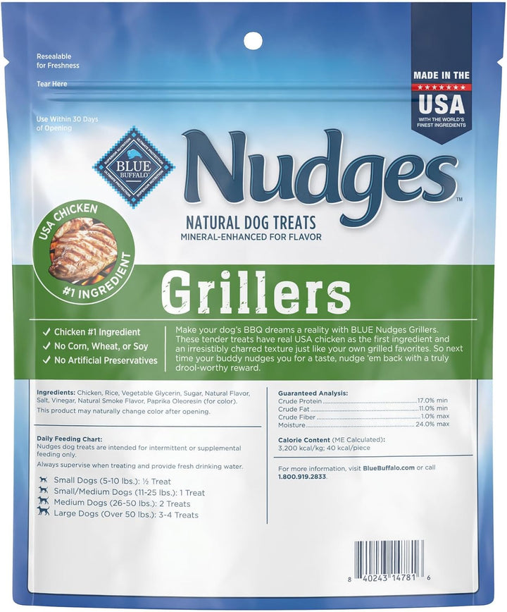 Nudges Grillers Natural Dog Treats, Made in the USA with Real Chicken, 16-Oz Bag