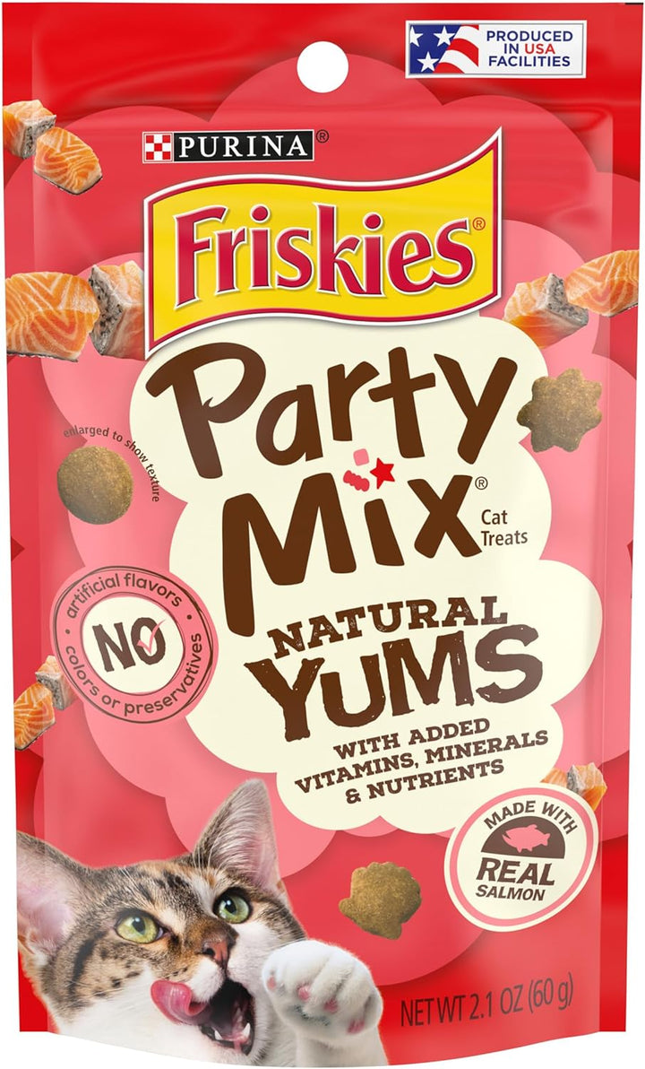 Purina  Natural Cat Treats Party Mix Natural Yums with Real Salmon and Added Vitamins, Minerals and Nutrients - 20 Oz. Canister