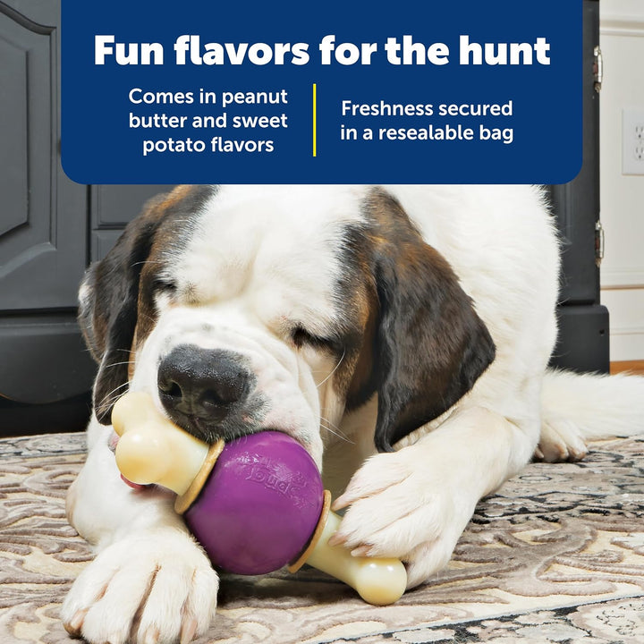 Busy Buddy Natural Rawhide Rings - Long-Lasting Chew Refills - Quality Ingredients - Peanut Butter & Original Rawhide Flavored Treat Rings - Size C - 24-Pack