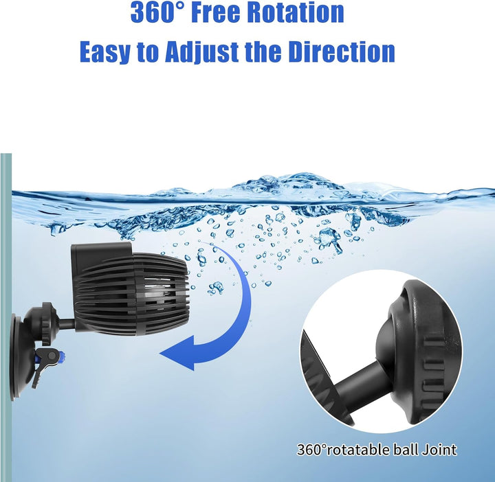 Circulation Pump, 800GPH Aquarium Wave Maker, Fish Tank Powerhead Submersible Water Pump with Suction Cup