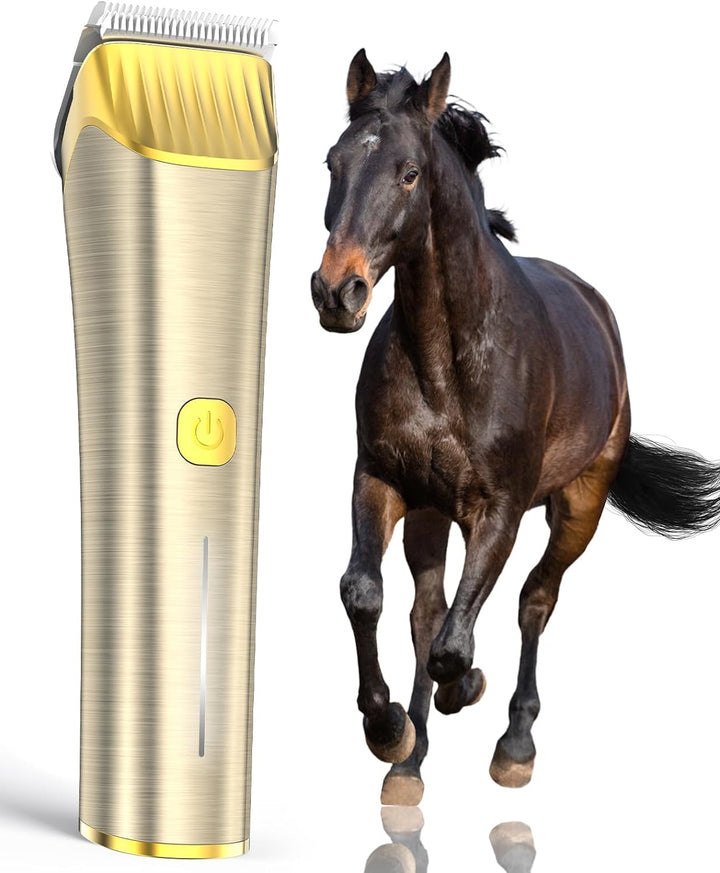 Cordless Horse Clippers,Low Noise 2 Speed Grooming Clippers,Horse Trimmer Shaver Kit for Matted Long Hair,Detachable Stainless Steel Blade Grooming Kit for Thick Coat