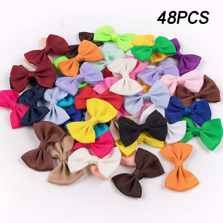 48Pcs(24Pairs) Dog'S Hair Bows Clips,Small Handmade Hair Accessories Bow Pet Puppy for Doggies Cat Kitten Rabbit Grooming Accessories (Mixcolors-48Pcs Bows Hair Clip)