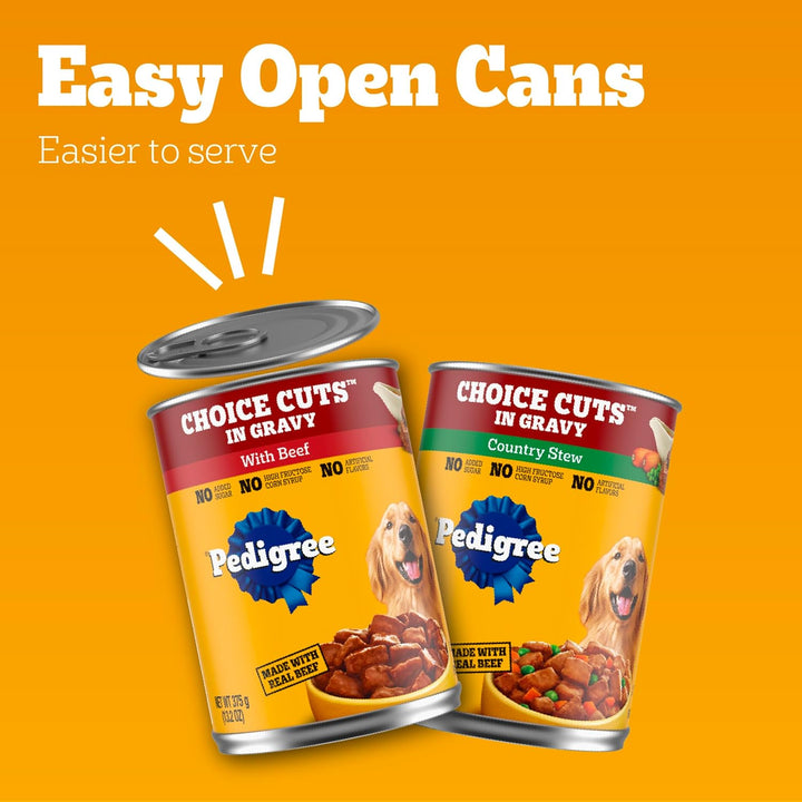 Choice Cuts in Gravy Adult Canned Soft Wet Dog Food, Beef & Country Stew, 13.2 Oz. Cans (12 Count, Pack of 1)