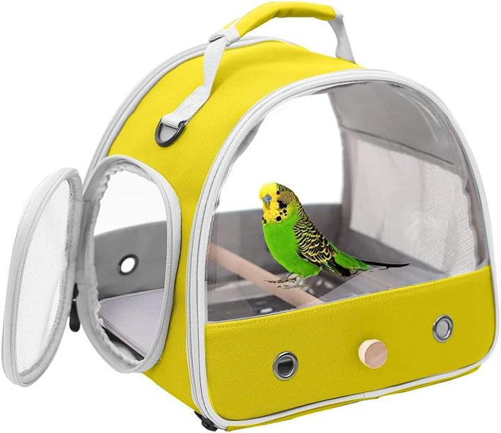 Small Bird Travel Cage Carrier, Portable Parrot Parakeet Carrier with Standing Perch and Comfy Mat, Budgies Carry Transport Bag for Vet Visit Shopping and Outdoor Adventure.