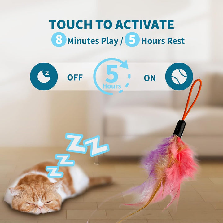 Interactive Cat Toys for Indoor Cats,Enrichment Stimulation Toys, Electric Hanging Door Clip Ribbon Kitty Toy,Automatic Play Chase Exercise Feather Toys for Bored Indoor Adult & Kitten Cats