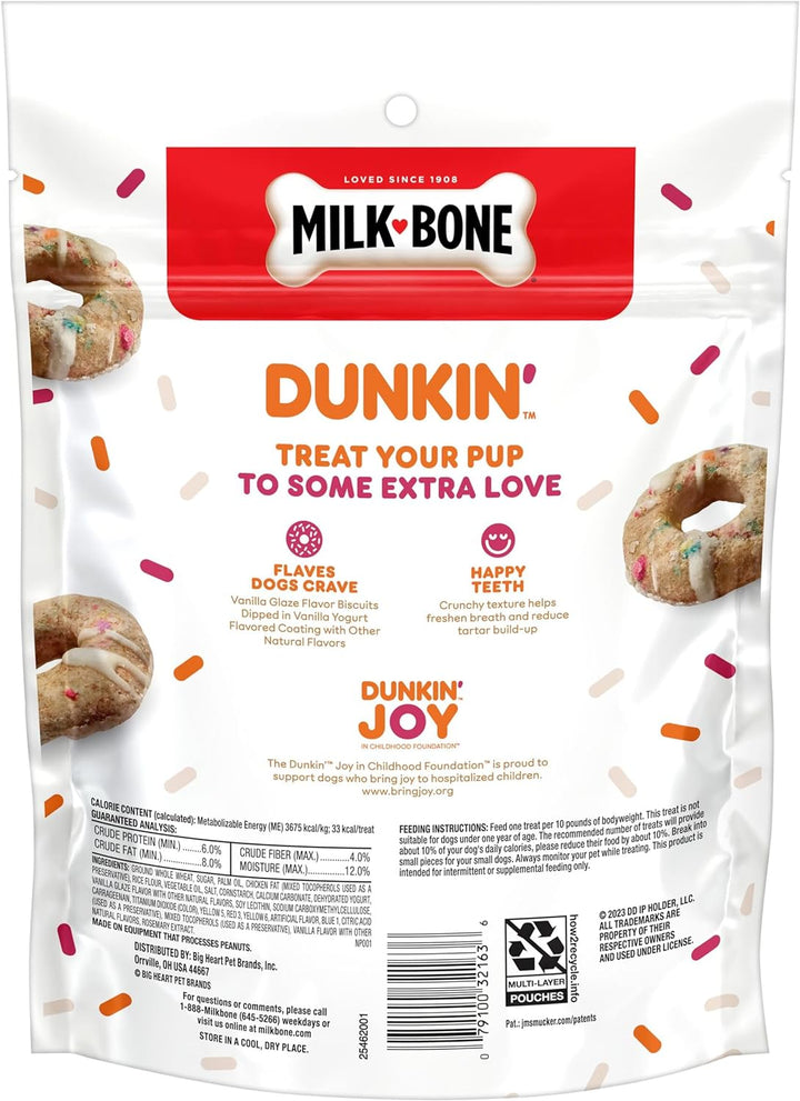 Dunkin' Vanilla Glaze Flavor Dog Biscuits with Other Natural Flavors, 8 Oz Bag