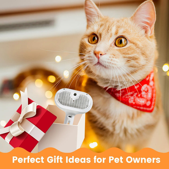 3 in 1 Cat Steam Brush, Pet Steam Brush for Cat Dog Long Short Haired, Pet Spray Hair Removal Comb for Small Animals Shedding & Grooming, Water Mist Spray Brushes with Release Button(White)