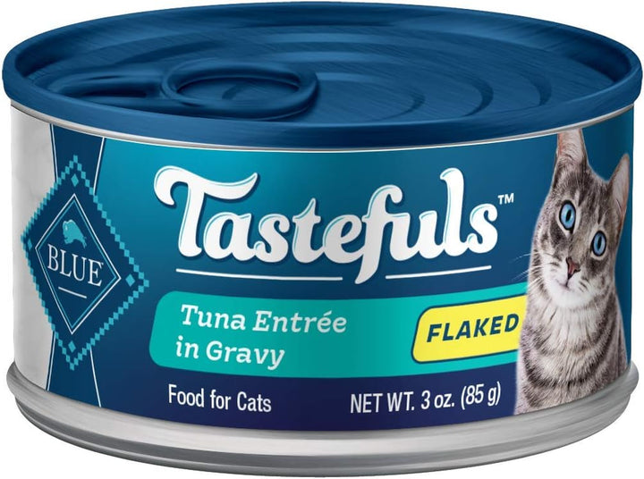 Tastefuls Flaked Wet Cat Food Variety Pack, Made with Natural Ingredients, Tuna, Chicken, Fish & Shrimp, 3-Oz Cans (12 Count, 4 of Each)