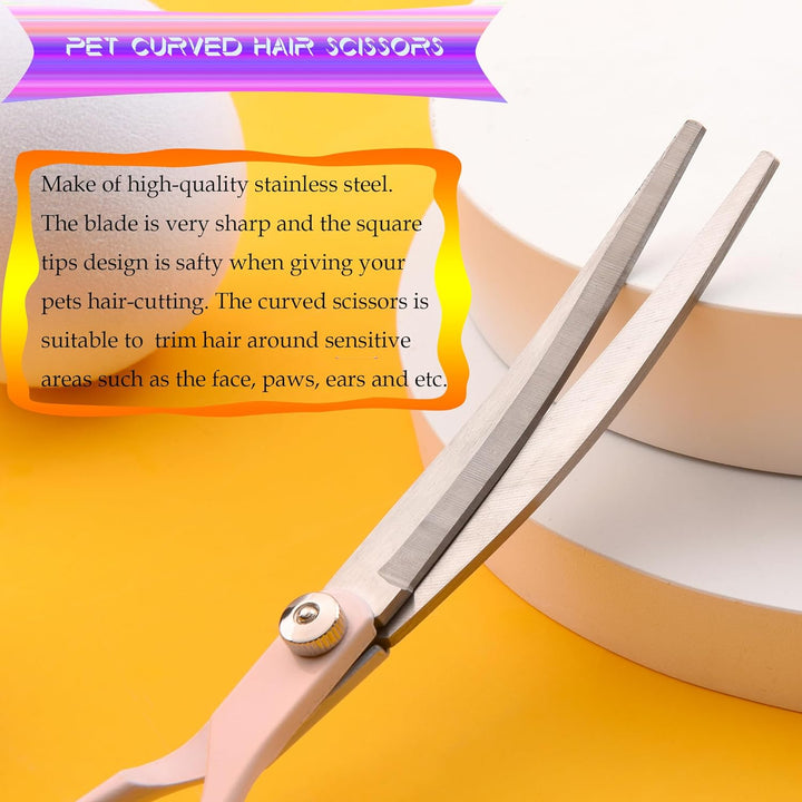 Dog Grooming Scissors Kit,  Professional Dog Trimming Scissors Set, Hair Cutting Curved Thinning Shears for Pet Cat at Home, Pet Grooming Supplies