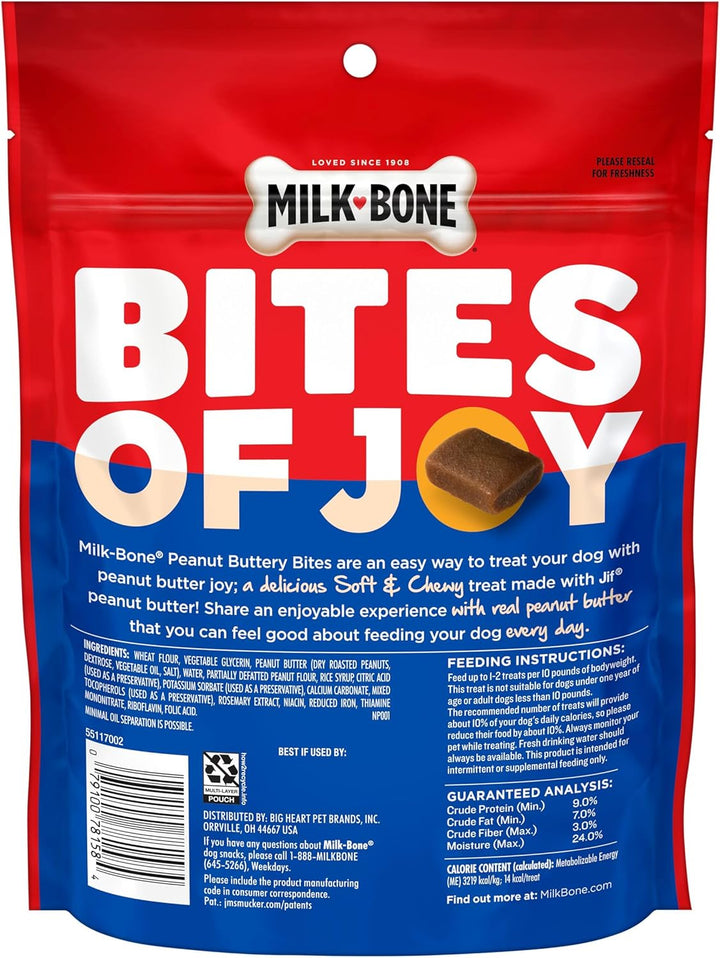 Peanut Buttery Bites Soft Dog Treats with Jif Peanut Butter, 11.8 Ounce Bag