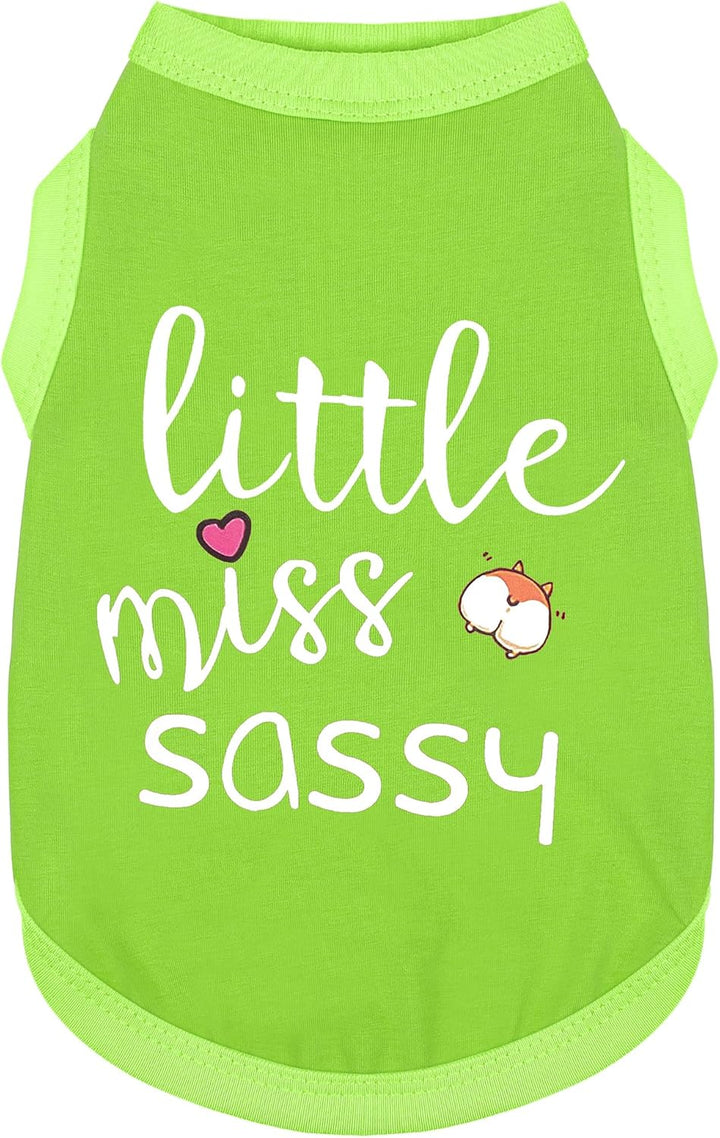 Dog Clothes Fashionable Sleeveless Pet Vest: 'Little Miss Sassy' Printed Cotton Dog Shirt, Ideal for Small, Medium, and Large Breeds, Ensuring Comfort and Breathability Rose Red S