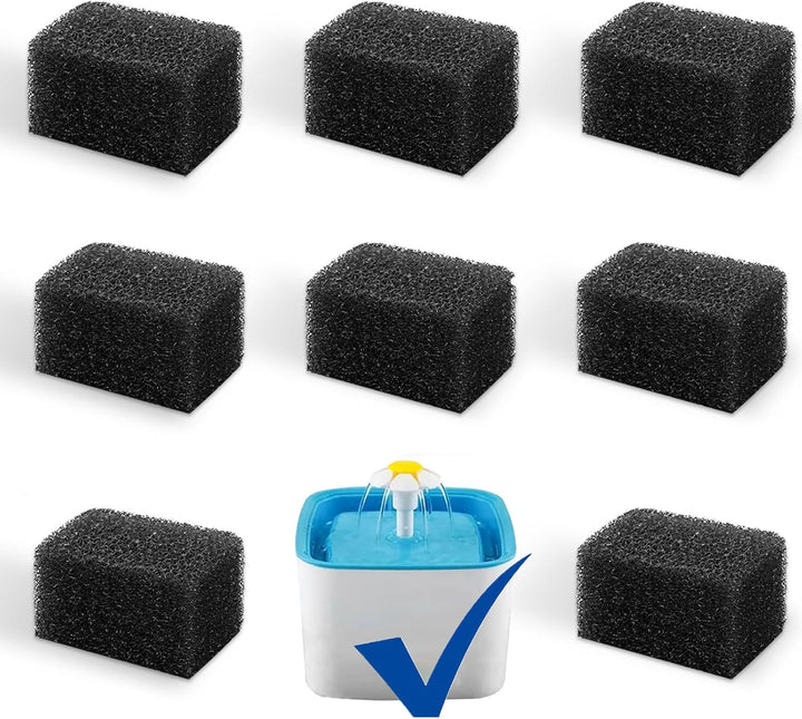 Cat/Pet Water Fountain Filters, 12 Pieces Set Pack of 8 Replacement Filter Fit for 81Oz/2.4L, 3 Filtration System with 4 Pre-Filter Sponges