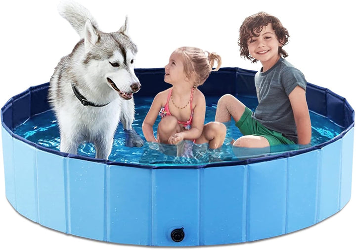 Foldable Dog Pet Bath Pool Collapsible Dog Pet Pool Bathing Tub Kiddie Pool Doggie Wading Pool for Puppy Small Medium Large Dogs Cats and Kids 48" Blue