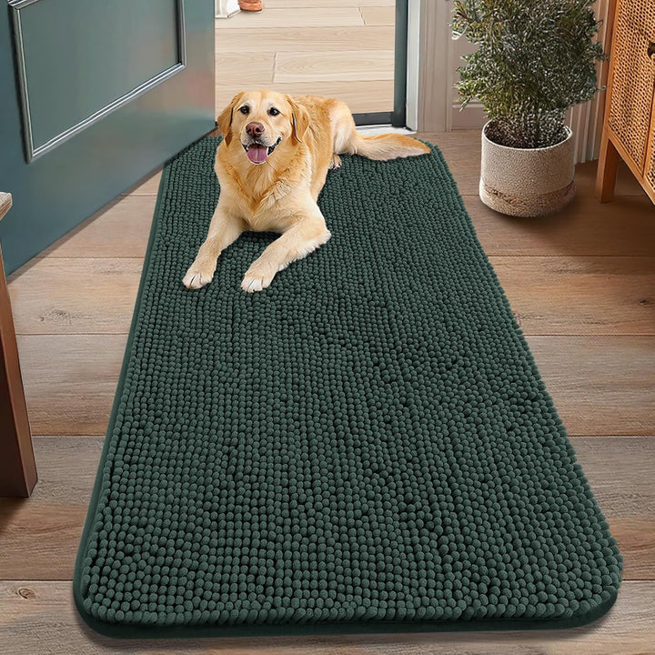 Dog Door Mat for Muddy Paws 30X20, Absorbs Moisture and Dirt Doormat, Non-Slip Washable Quick Dry Chenille Front Door Mat Indoor Entrance, Entryway Carpet for inside Floor, Grey