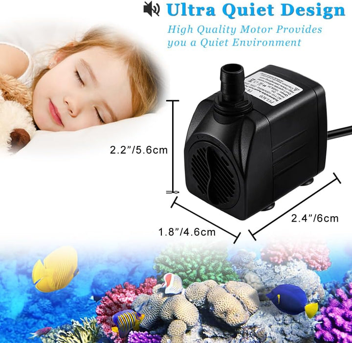 10Watt 160GPH Submersible Fountain Pump with Automatic Color Changing LED Light and Flow Regulator for Water Feature, Outdoor Pond, Aquarium Fish Tanks