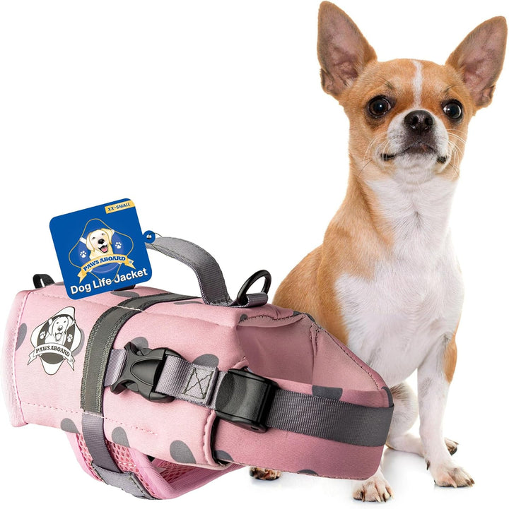 Dog Life Jacket - Swimming Vest for Dogs, Adjustable, Reflective, Comfortable, Multiple Colors, Patterns, Xx-Small to Extra Large Dog Swim Vest with Handle (Red, Large)