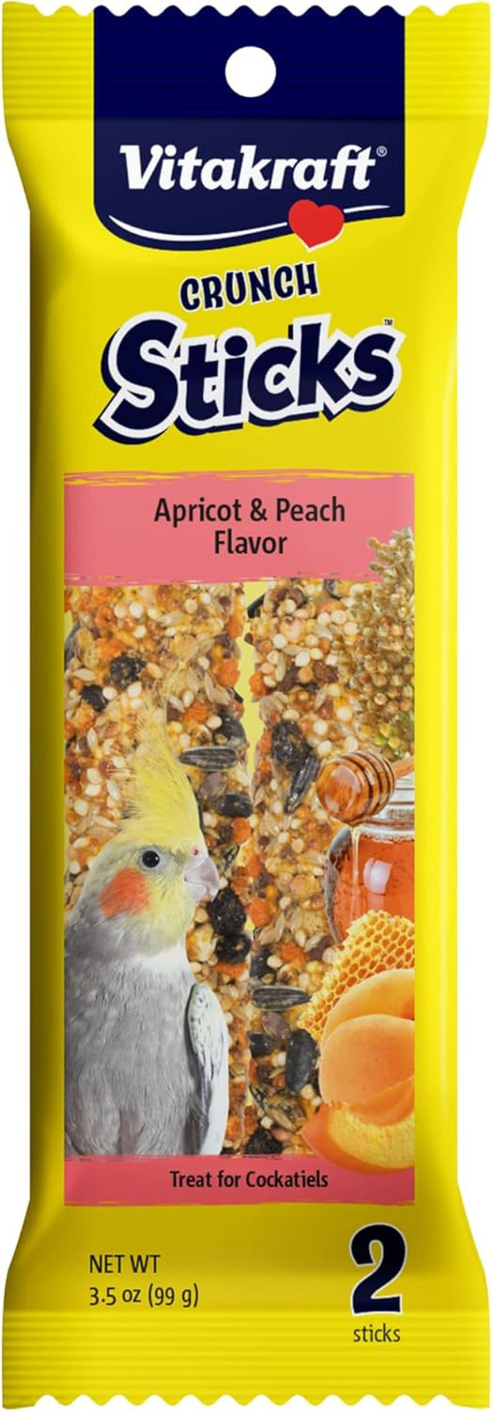 Crunch Sticks Cockatiel Treat - Apricot and Peach - Pet Bird Treat Toy, 3.5 Oz