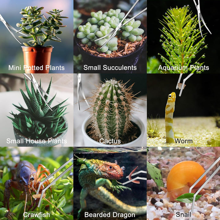 4Pcs Aquascaping Tools,  Aquascape Kit, Long and Strong Aquarium Tweezers, Scissors, Algae Scraper, Aquarium Plant Tools, Fish Tank Plant Trimming Kit