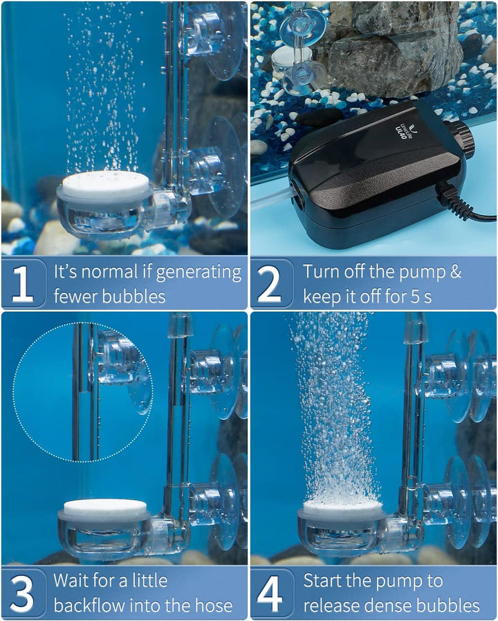 Aquarium Air Stone Disc, 0.9 Inch Tiny Fish Tank Air Stone Kit Ultra-High Dissolved Bubbler Airstone with Accessories for Aquarium Fish Tank and Small Bucket(Pump and Tubing Not Included)