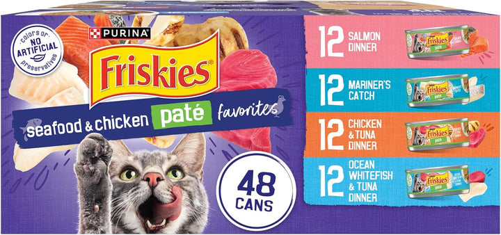 Purina  Pate Wet Cat Food Variety Pack Seafood and Chicken Pate Favorites 40Ct VP - (Pack of 40) 5.5 Oz. Cans