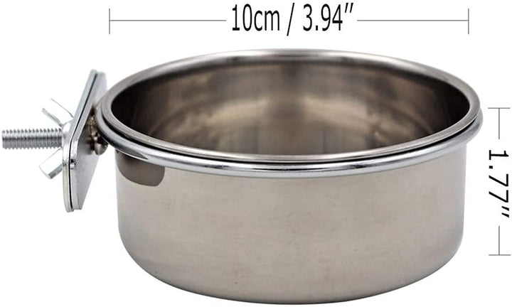 Bird Feeding Dish Cups Parrot Food Bowl Clamp Holder Coop Cup, 2PCS Bird Cage Water Bowl for Parakeet African Greys Conure Cockatiels Lovebird Budgie Chinchilla