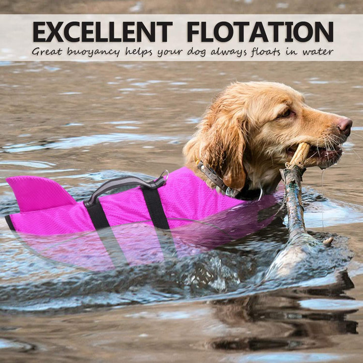 Ripstop Dog Life Jacket Shark Life Vest for Dogs, Safety Lifesaver with High Buoyancy and Lift Handle for Small and Medium Breeds（Rose Red XS）