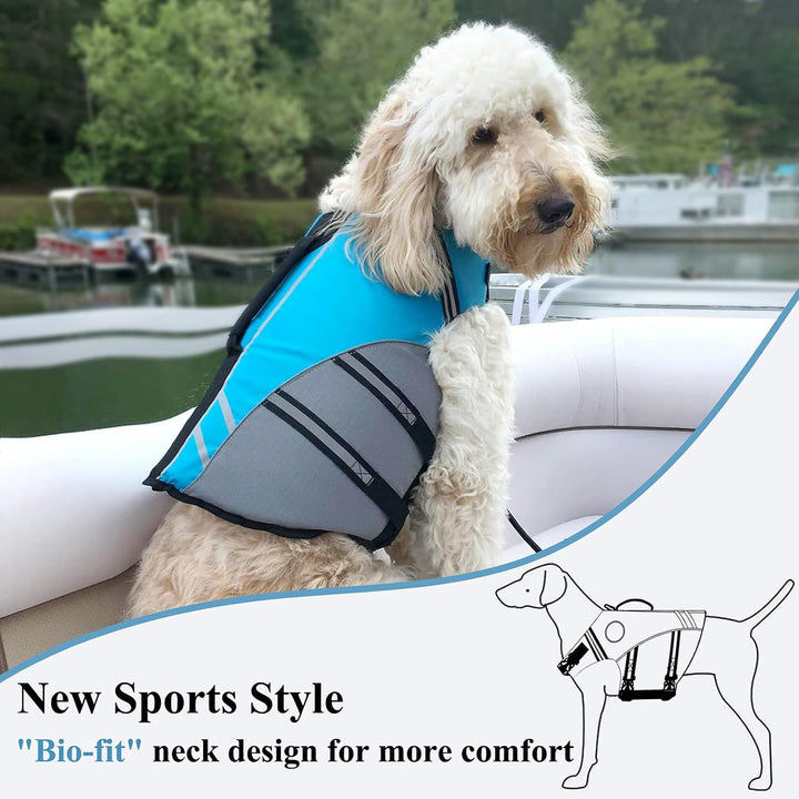 Sports Style Dog Life Vest, Dog Life Jacket for Swimming & Boating, Ripstop & Buoyancy for Puppy Doggy, Lifejacket with Handle, M, Blue