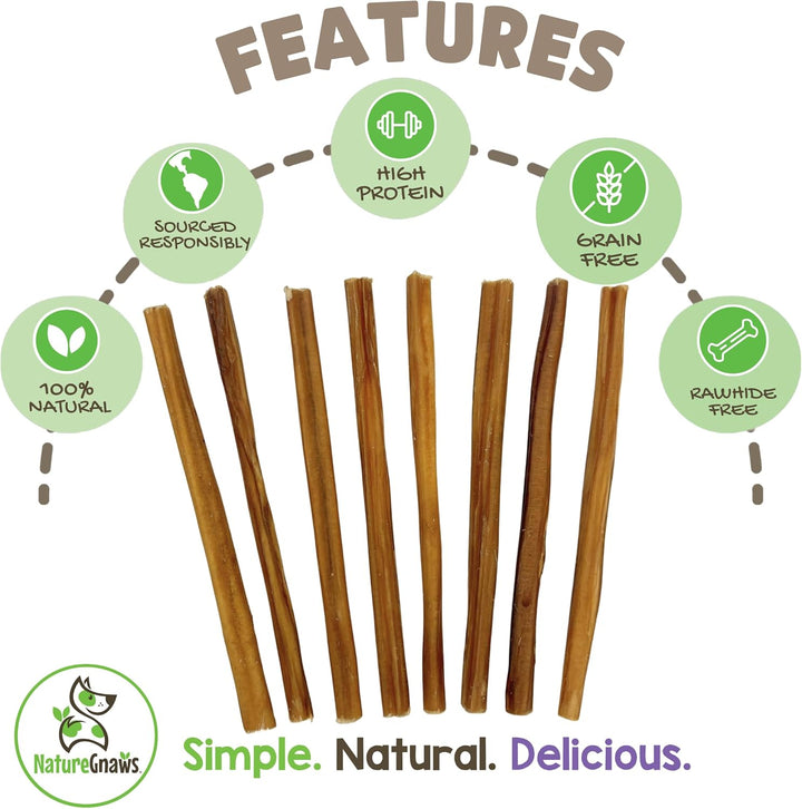 Extra Thin Bully Sticks for Small Dogs 5-6" (10 Count) - Long Lasting for Light Chewers and Puppies - Natural Beef Dog Chew Bones