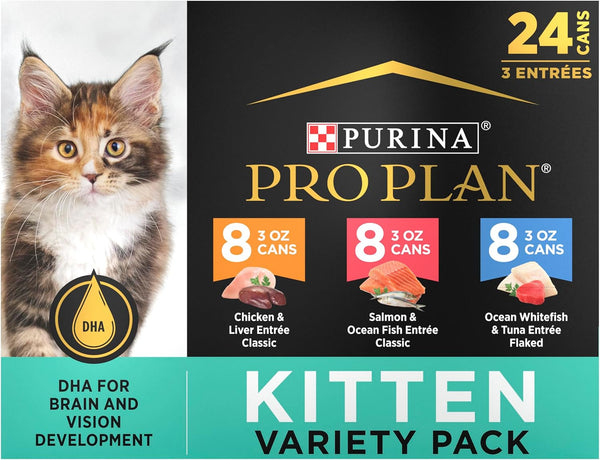 High Protein Wet Kitten Food Variety Pack, DEVELOPMENT Kitten Favorites - (Pack of 24) 3 Oz. Cans